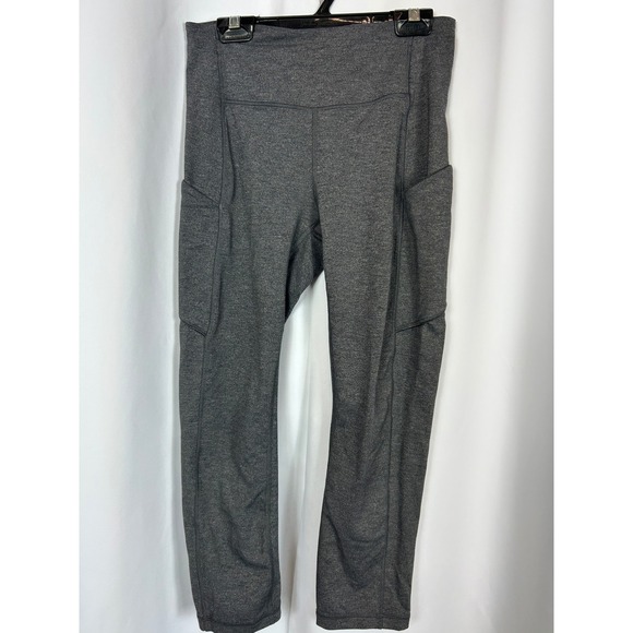 lululemon athletica Pants - Lululemon Speed Up Crop Leggings Heathered Charcoal Grey Pocket Athletic Size 4